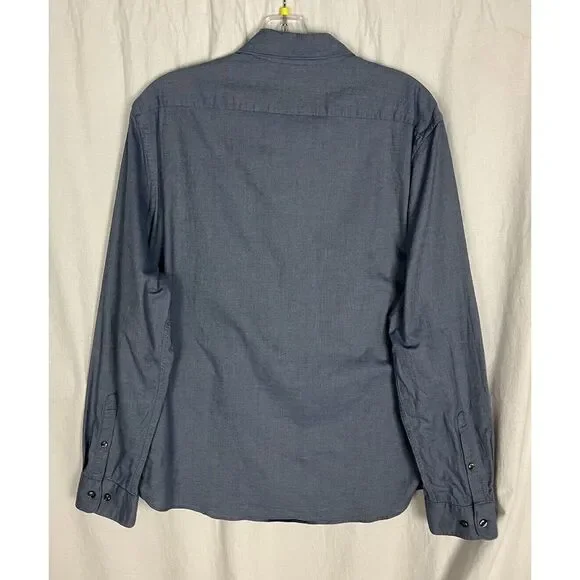 Express Button Down Blue Dress Shirt Men's Size M Cotton Long Sleeve - Picture 6 of 7